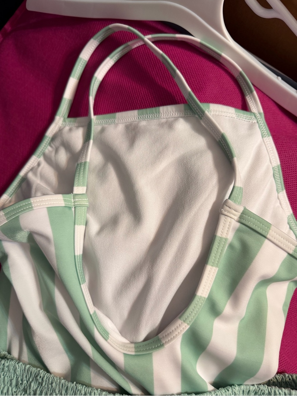 Cat & Jack Mint Green and White Striped Swimsuit with Lemon Accent with shorts - Picture 6 of 8